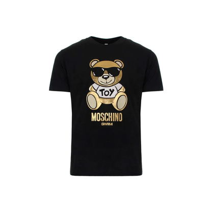 Moschino Swim Toy Bear Gold Foil Tee Black Front