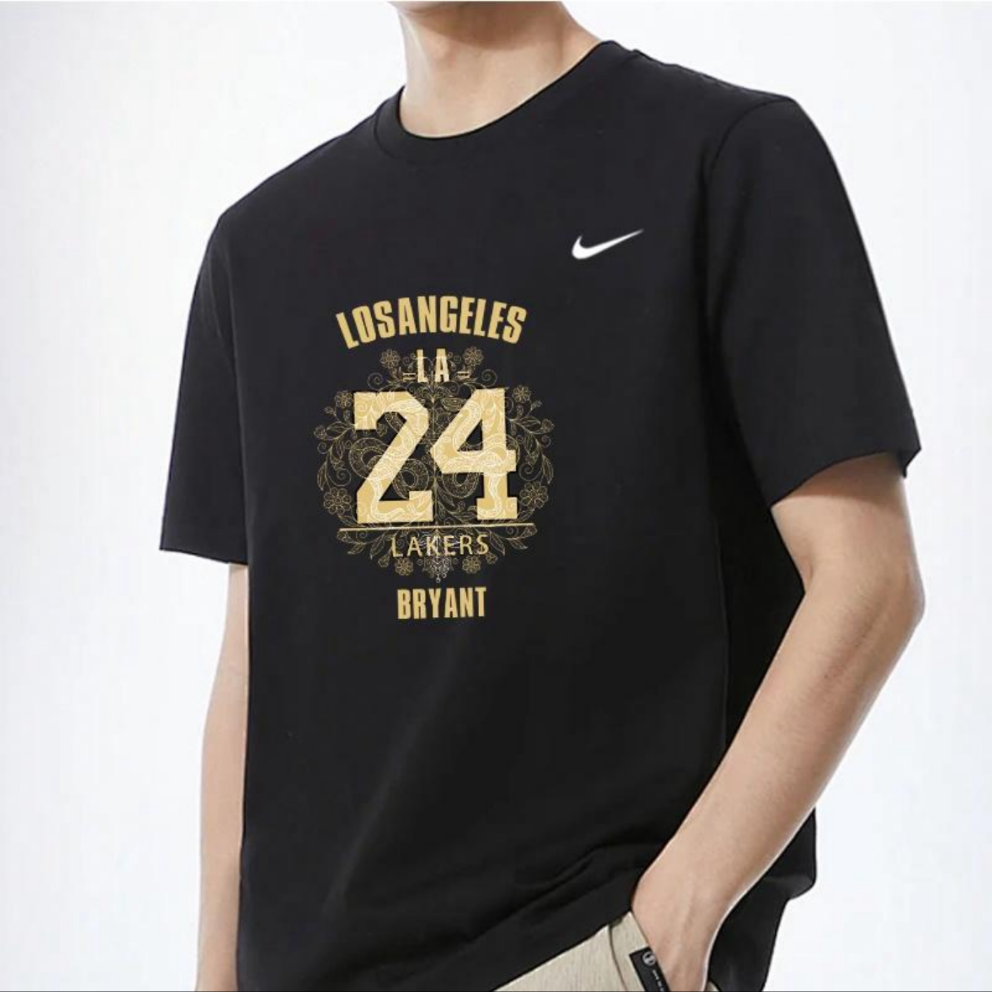 Nike Dri-Fit UV Hyverse Short Sleeve Tee Black Kobe Bryant Front Logo