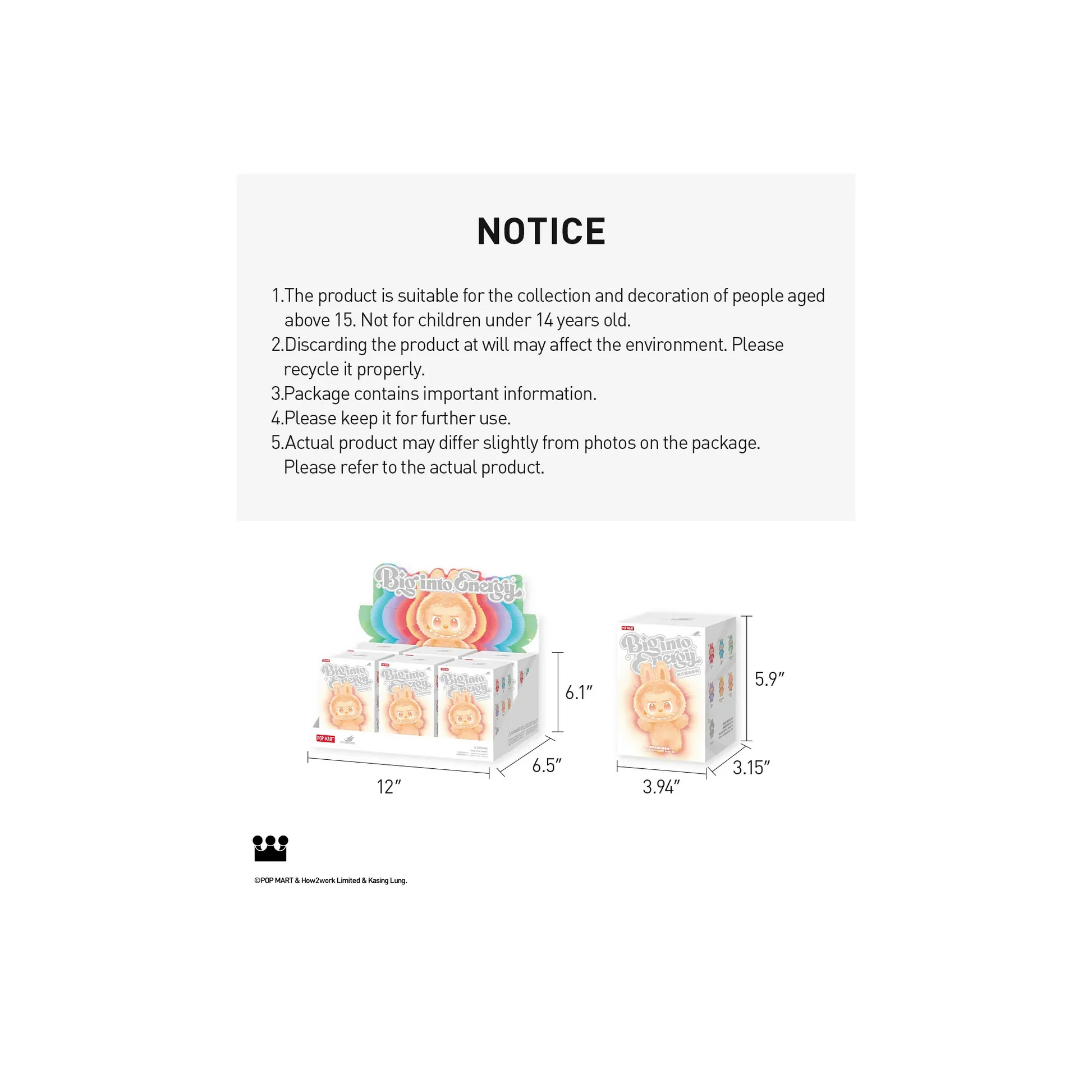 POP MART LABUBU THE MONSTERS - Big Into Energy Series Vinyl Plush Pendant Keychain (Version 3) Notice