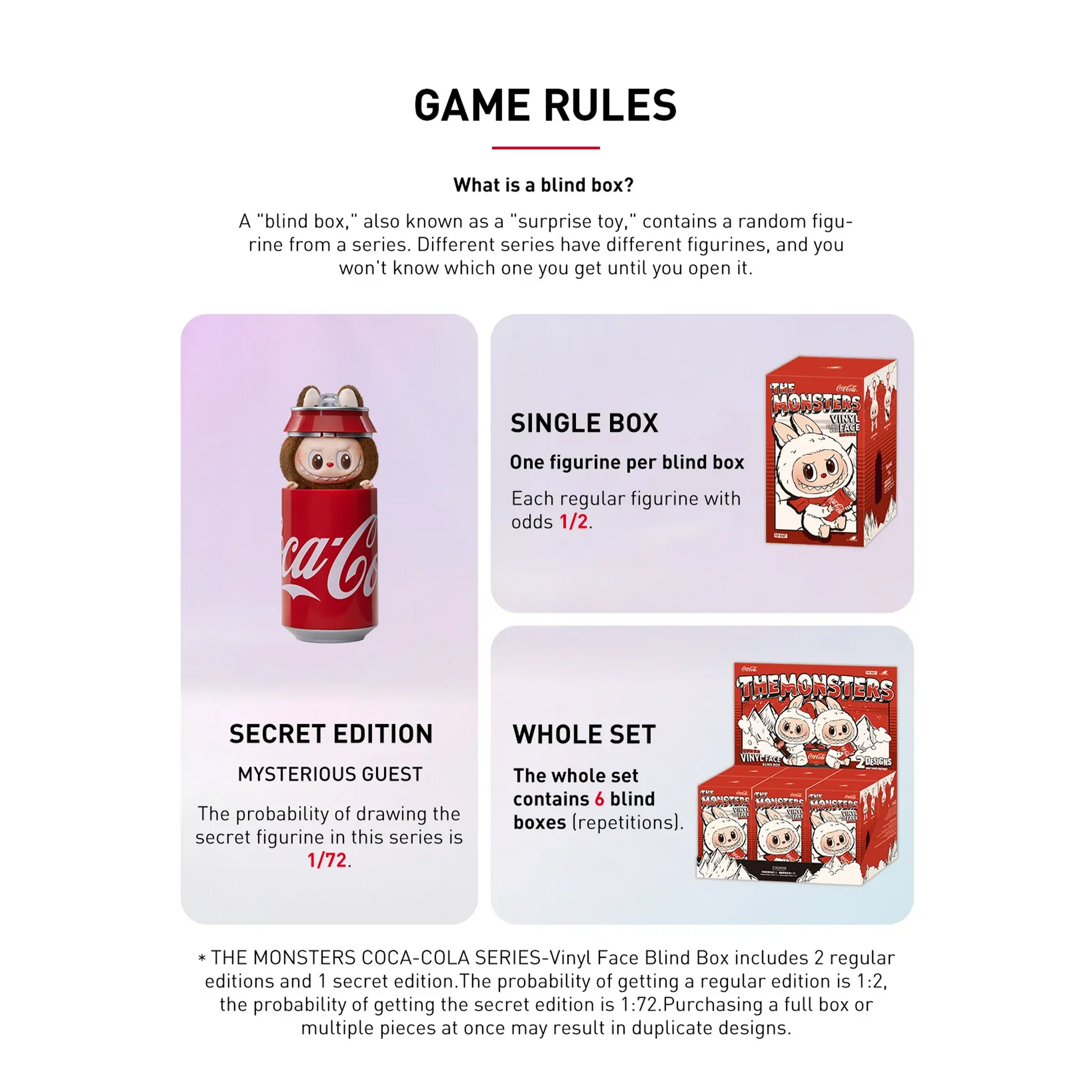POP MART LABUBU THE MONSTERS COCA-COLA SERIES - Vinyl Face Blind Box Game Rules