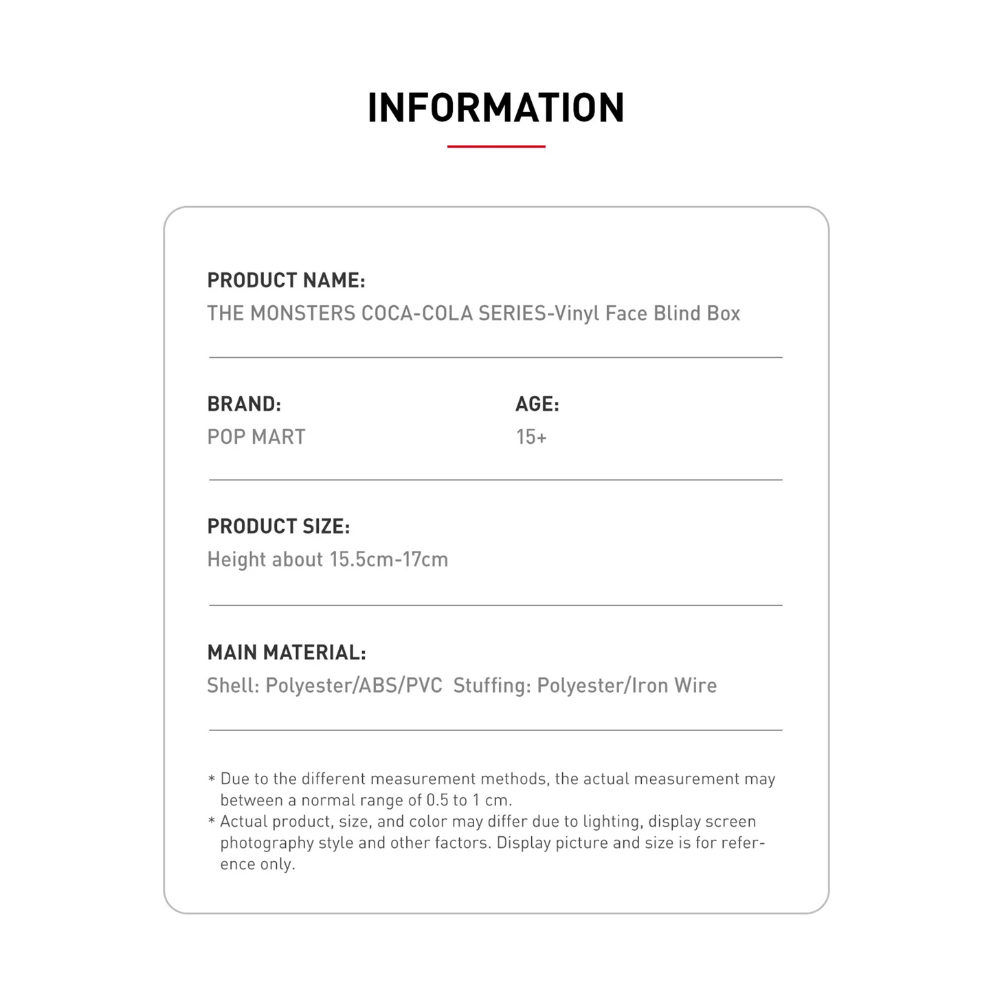 POP MART LABUBU THE MONSTERS COCA-COLA SERIES - Vinyl Face Blind Box Information