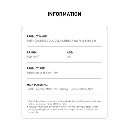POP MART LABUBU THE MONSTERS COCA-COLA SERIES - Vinyl Face Blind Box Information