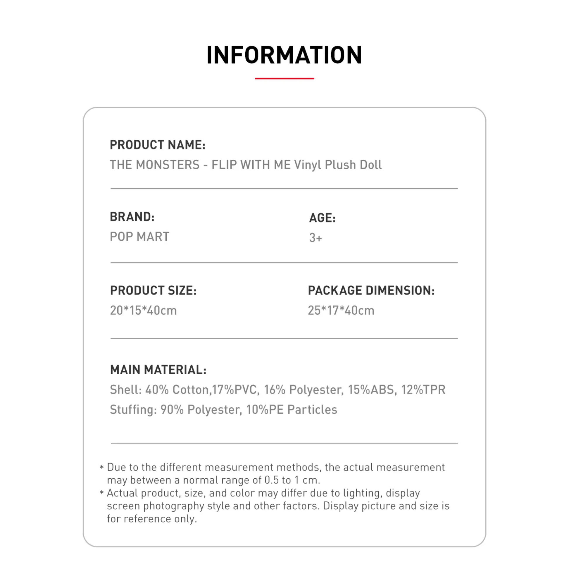 POP MART LABUBU THE MONSTERS FLIP WITH ME - Vinyl Plush Doll Information