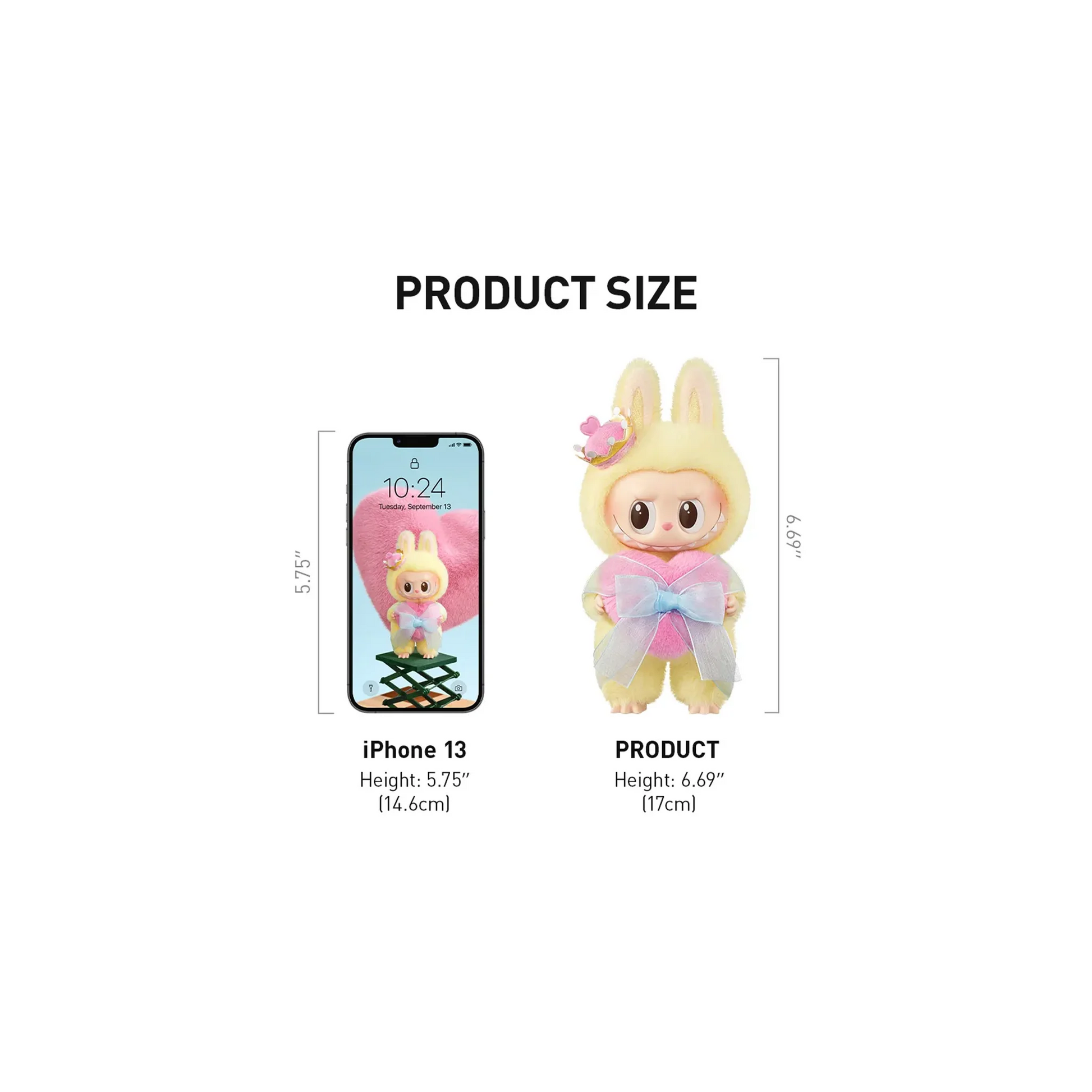POP MART LABUBU THE MONSTERS Let's Checkmate Series - Vinyl Plush Hanging Card Product Size