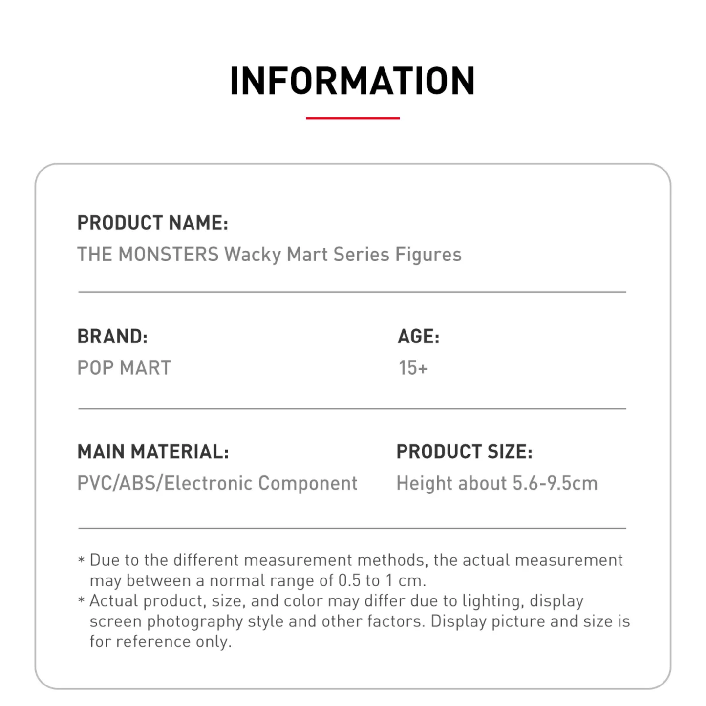 POP MART LABUBU THE MONSTERS Wacky Mart Series Figures Information