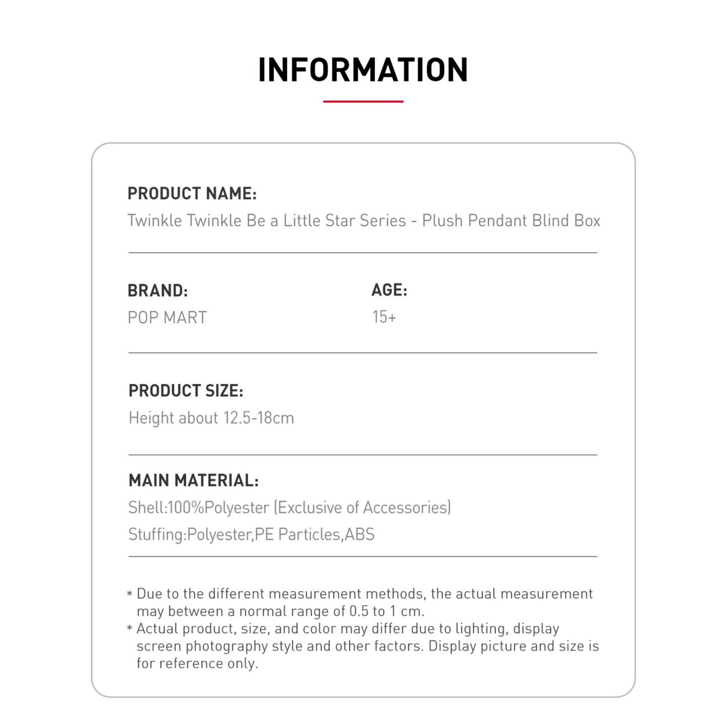 POP MART Twinkle Twinkle Be a Little Star Series - Plush Pendant Blind Box Information