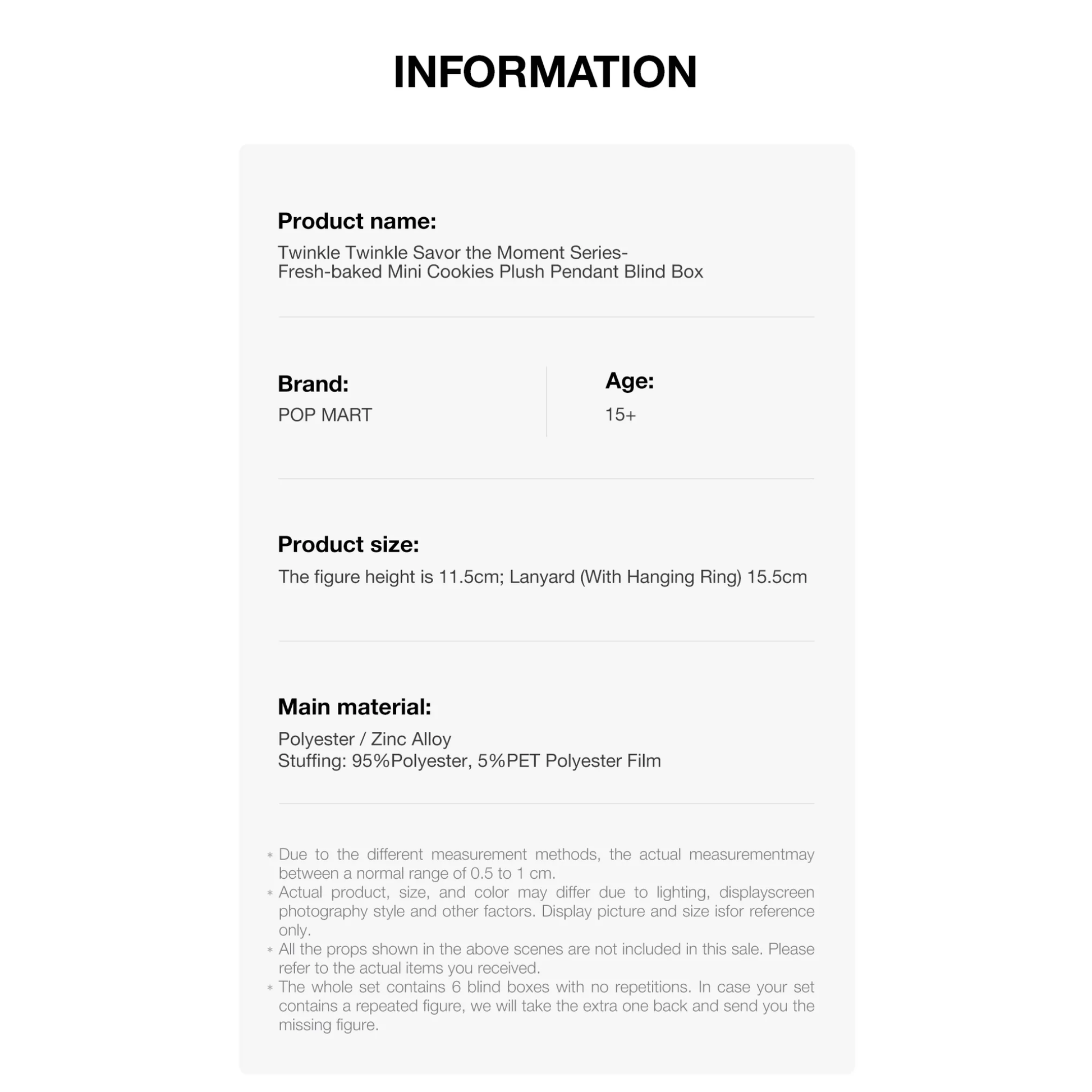 Pop Mart Twinkle Twinkle Savor The Moment Series - Fresh-baked Mini Cookies Plush Pendant Blind Box Information