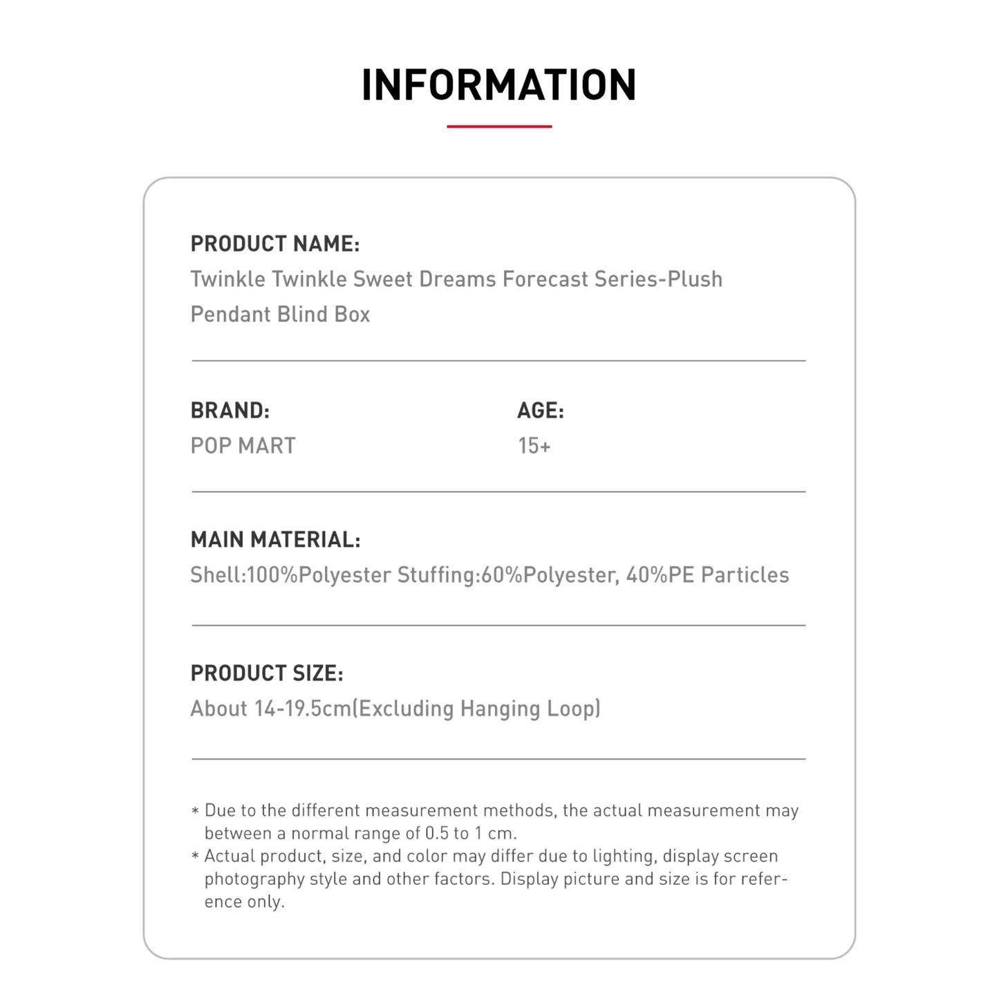 Pop Mart Twinkle Twinkle Sweet Dreams Forecast Series - Plush Pendant Blind Box Information