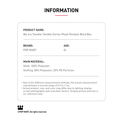 POP MART We are Twinkle Twinkle Series - Plush Pendant Blind Box Information