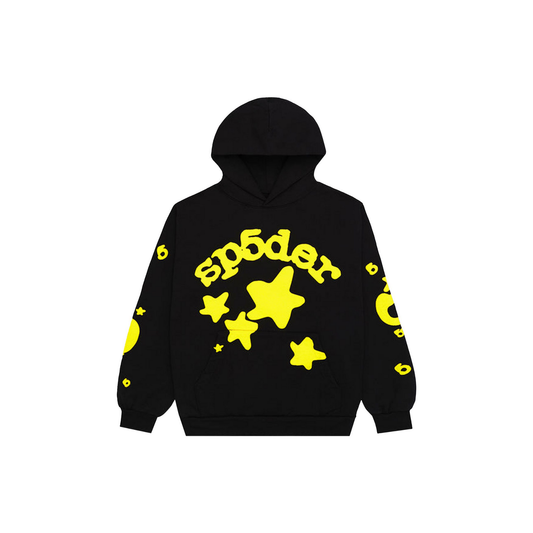 Sp5der Beluga Hoodie Onyx Yellow Front