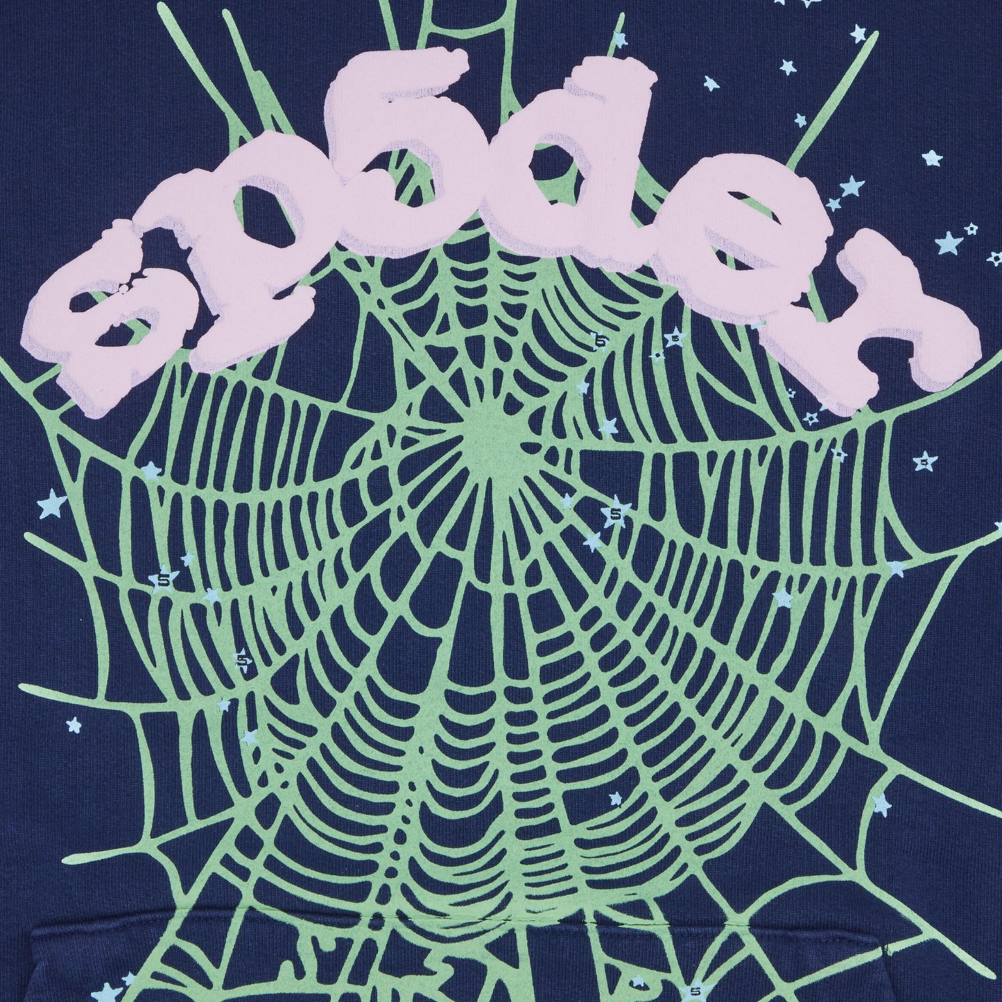 Sp5der OG Web Hoodie Navy Front Logo