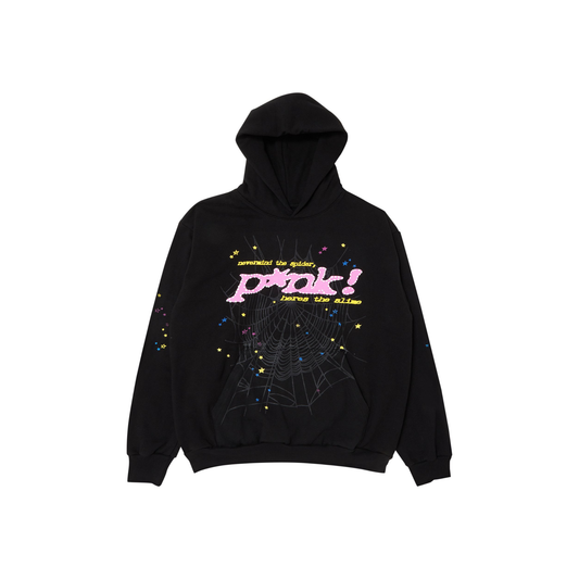 Sp5der P*nk Hoodie Black Front
