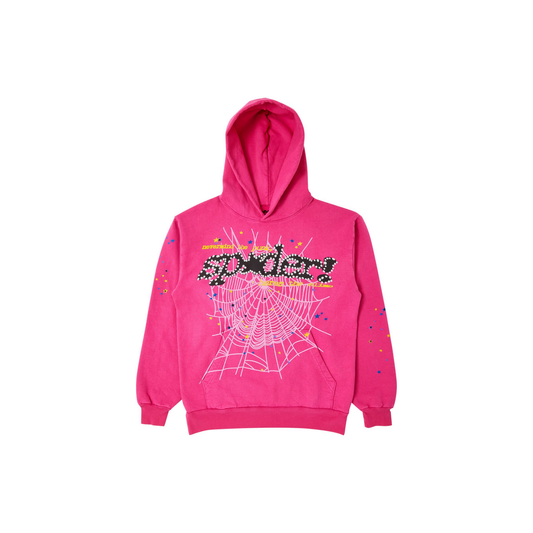 Sp5der P*nk V2 Hoodie Pink Front