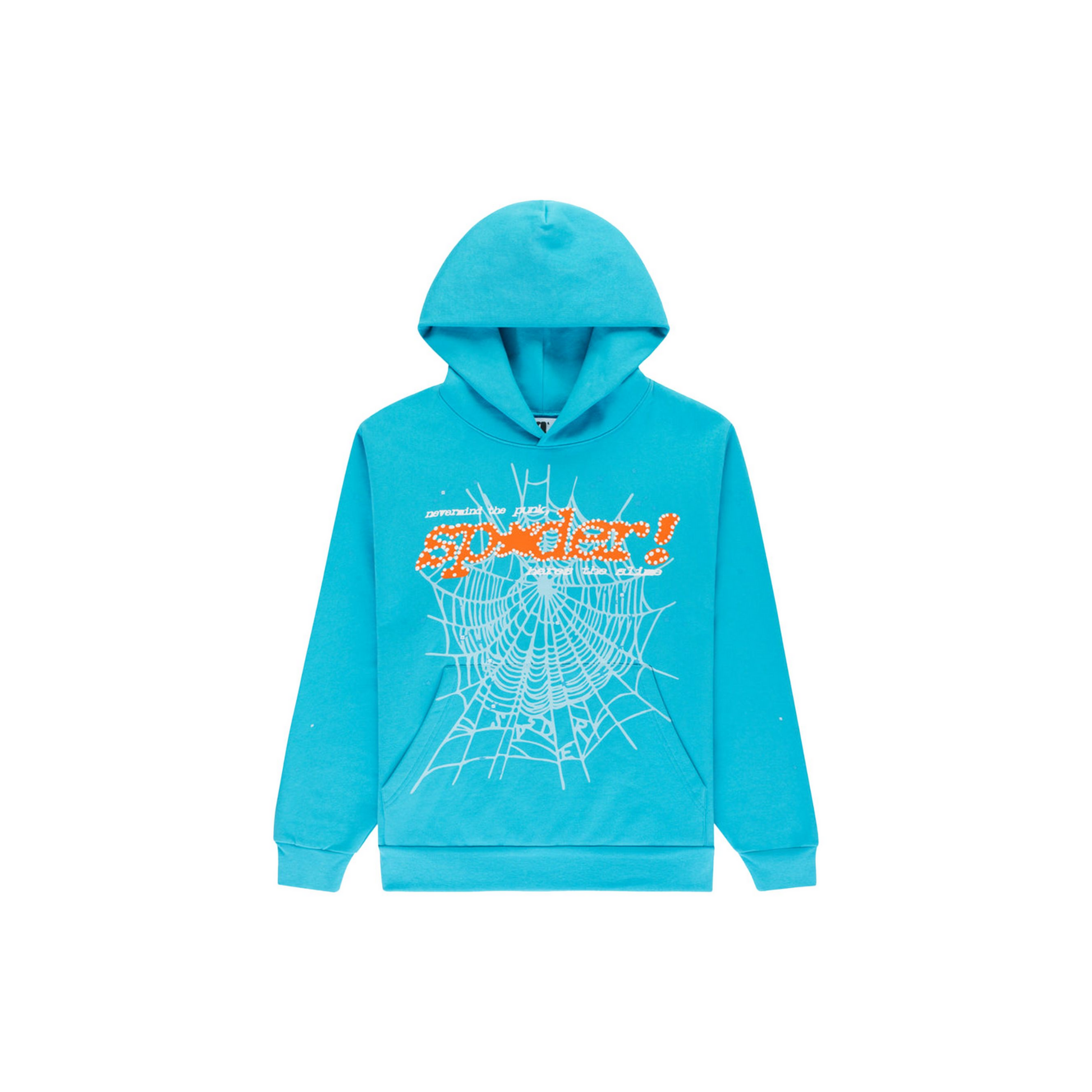 Sp5der Punk V2 Hoodie Cyan Front