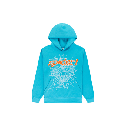 Sp5der Punk V2 Hoodie Cyan Front