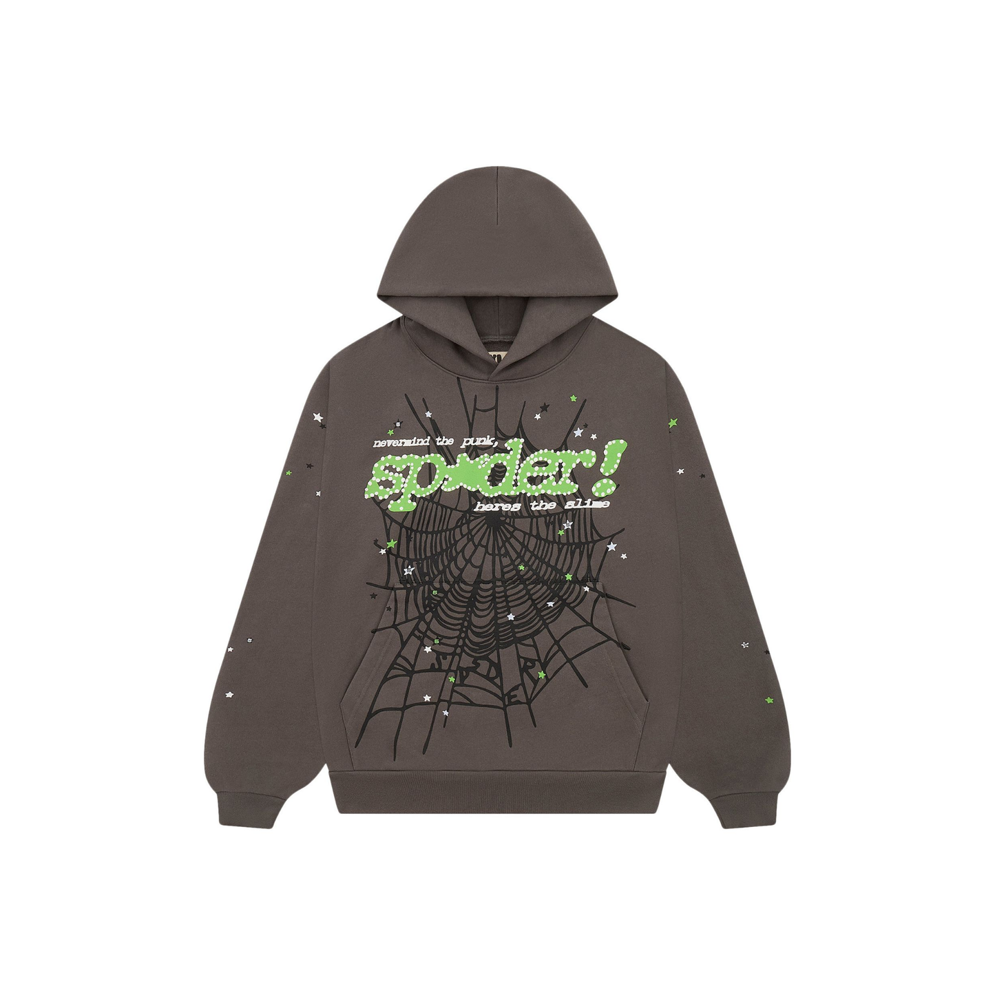 Sp5der Punk V2 Hoodie Slate Grey Front