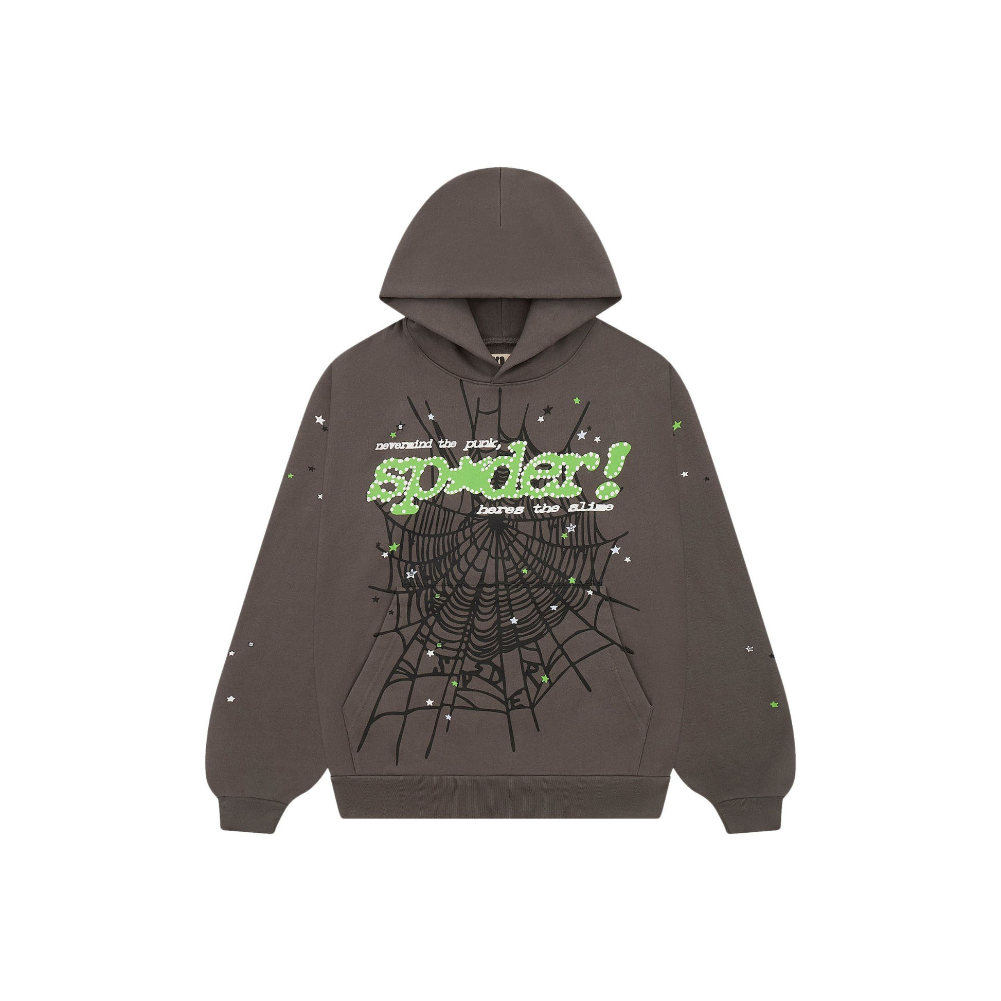 Sp5der Punk V2 Hoodie Slate Grey Front