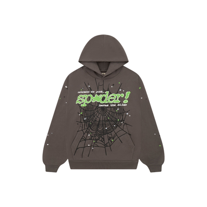 Sp5der Punk V2 Hoodie Slate Grey Front