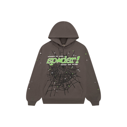 Sp5der Punk V2 Hoodie Slate Grey Front