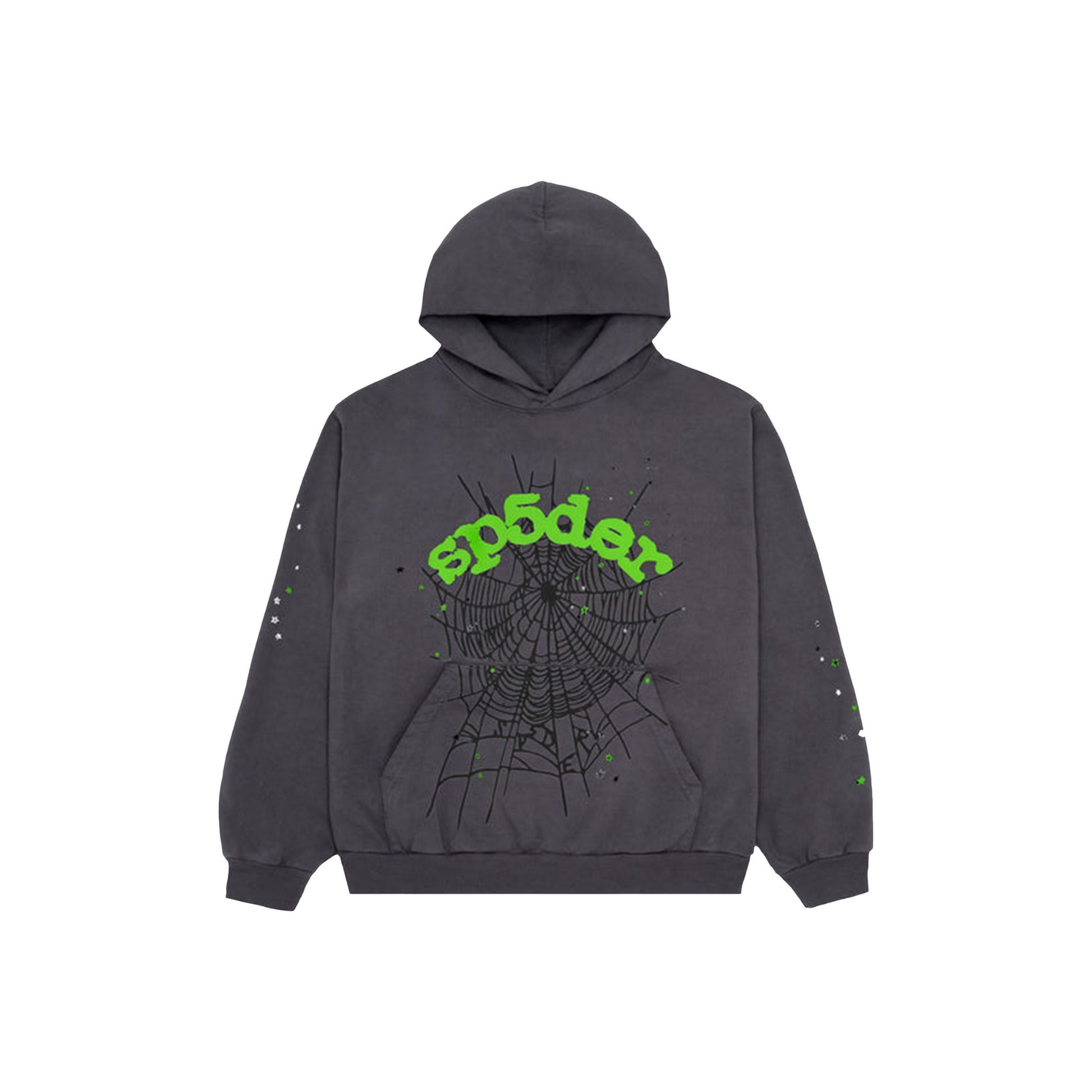 Sp5der Wait Web Hoodie Slate Grey Front