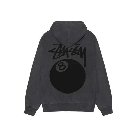 Stüssy 8 Ball Pigment Dyed Zip Hoodie Black Back