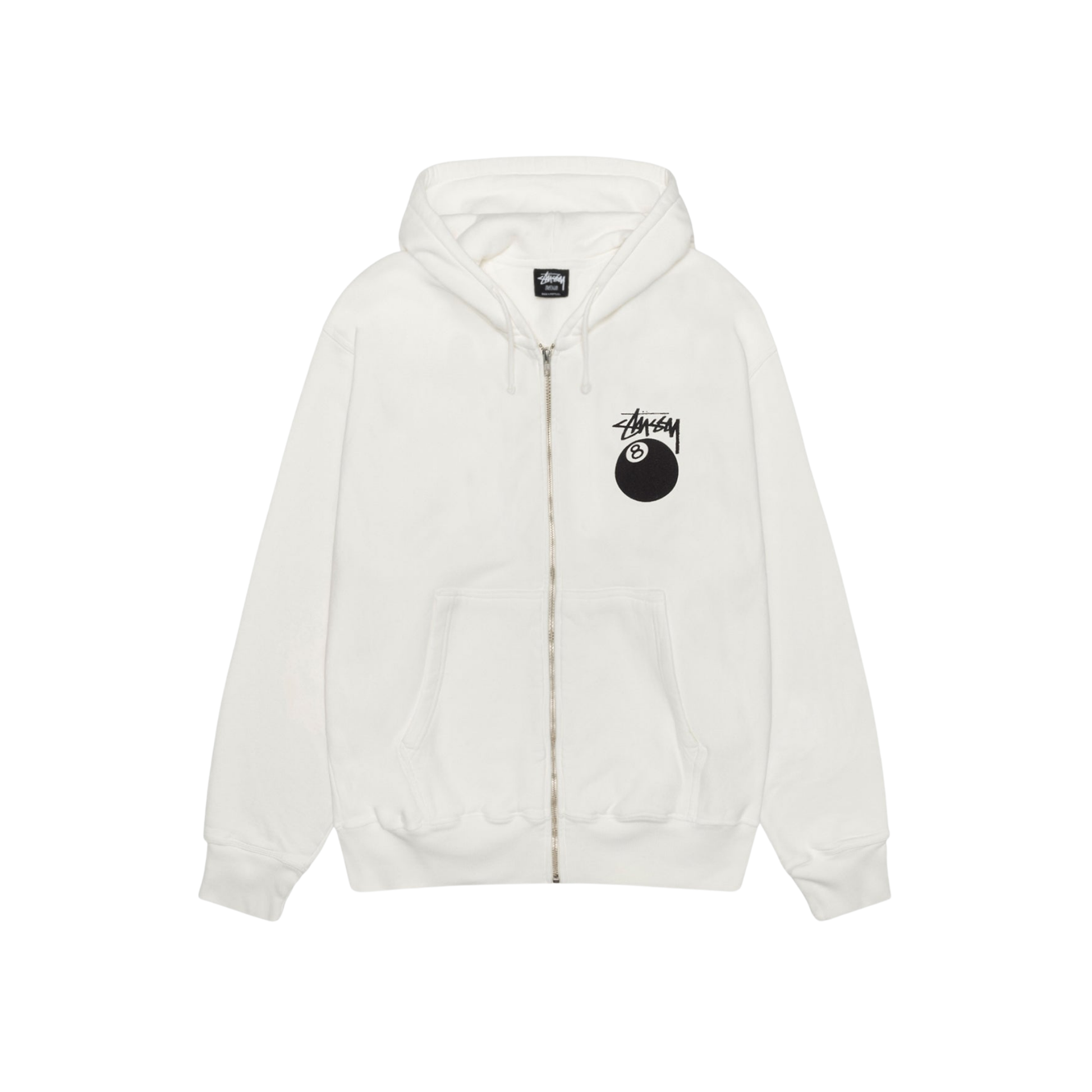 Stüssy 8 Ball Pigment Dyed Zip Hoodie Natural Front