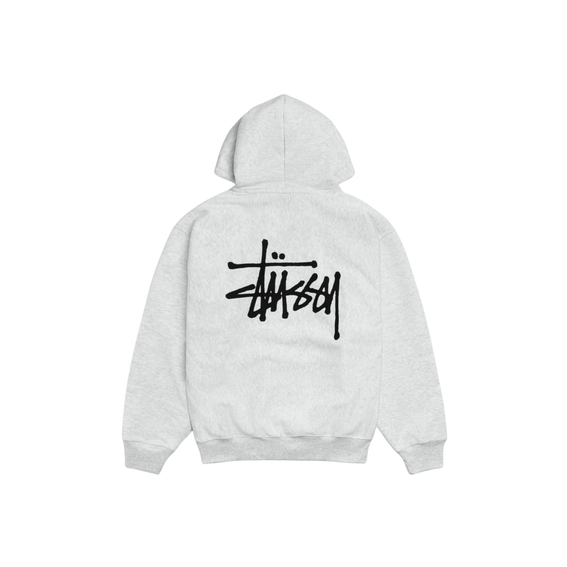 Stüssy Basic Hoodie Ash Heather Back