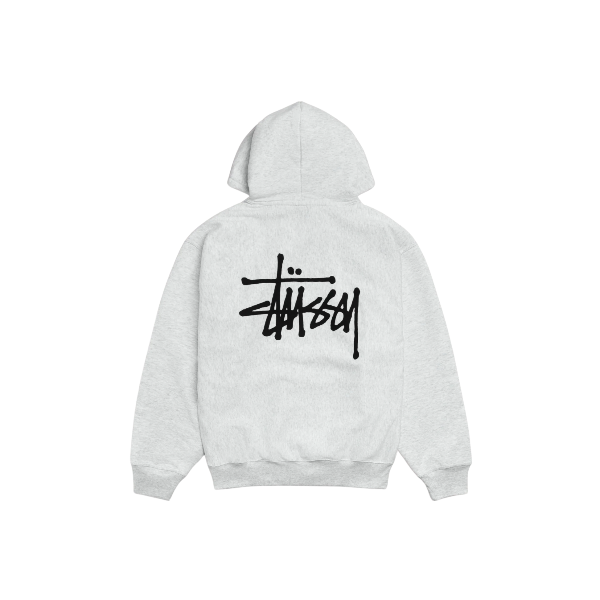 Stüssy Basic Zip Hoodie Ash Heather Back