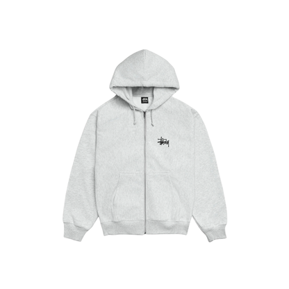 Stüssy Basic Zip Hoodie Ash Heather Front
