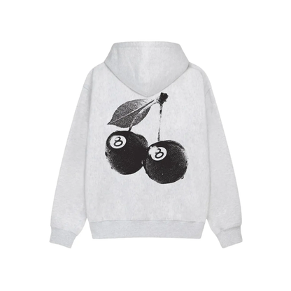 Stüssy Cherries Hoodie Ash Heather Back