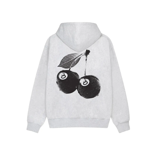 Stüssy Cherries Hoodie Ash Heather Back