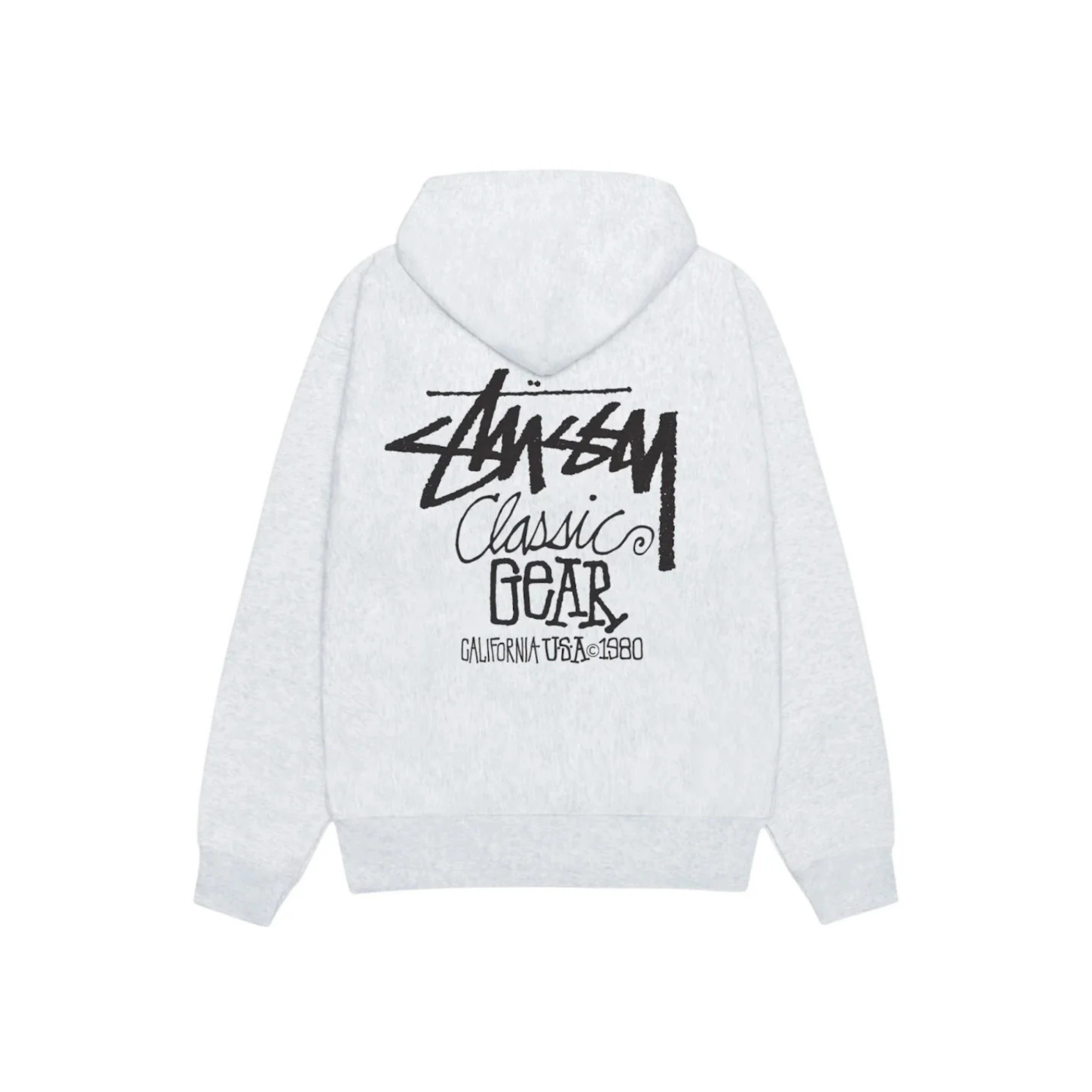 Stüssy Classic Gear Hoodie Ash Heather Back