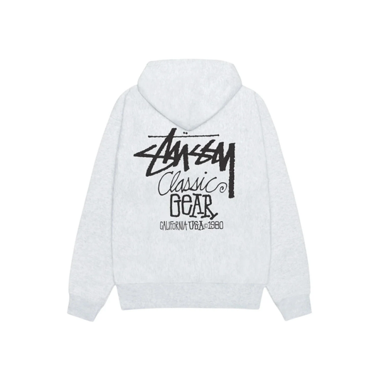 Stüssy Classic Gear Hoodie Ash Heather Back