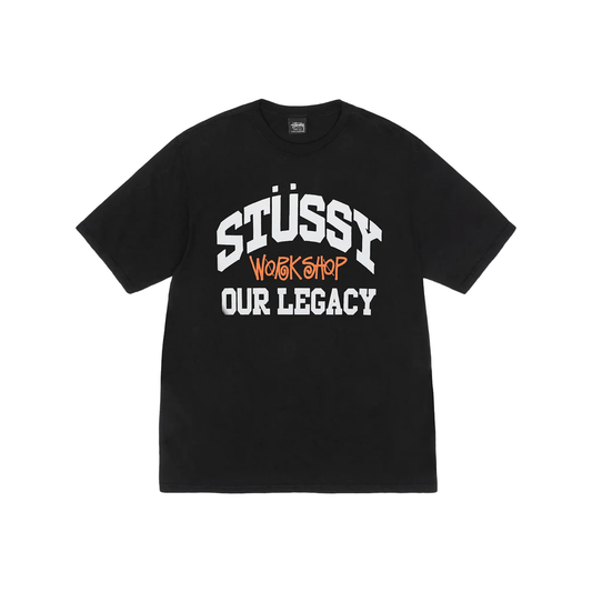 Stüssy Our Legacy Collegiate Pigment Dyed Tee Black Front