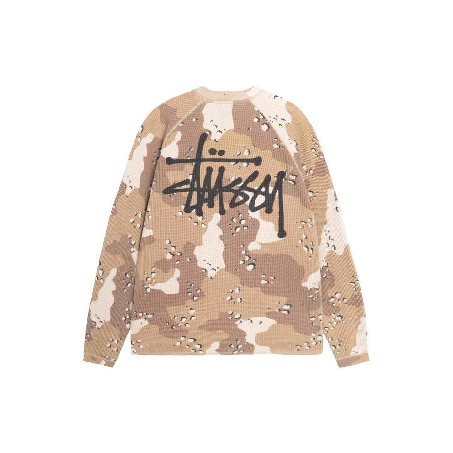 Stüssy Raglan Thermal Long Sleeve Crew Desert Camo Back
