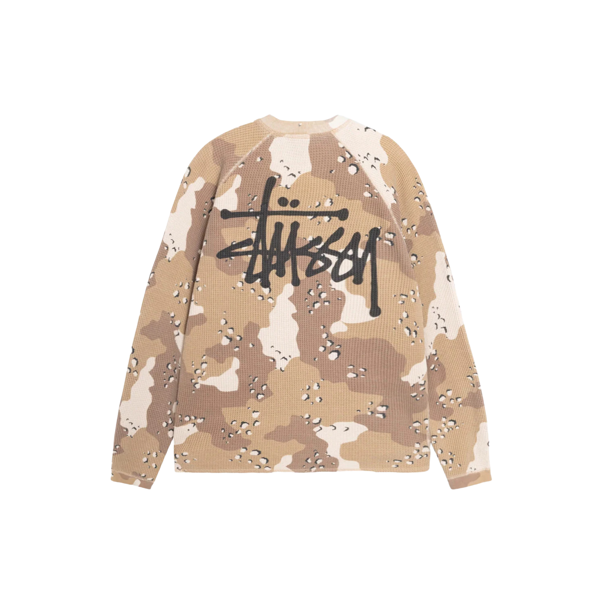 Stüssy Raglan Thermal Long Sleeve Crew Desert Camo Back