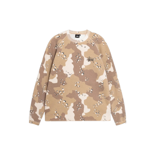 Stüssy Raglan Thermal Long Sleeve Crew Desert Camo Front
