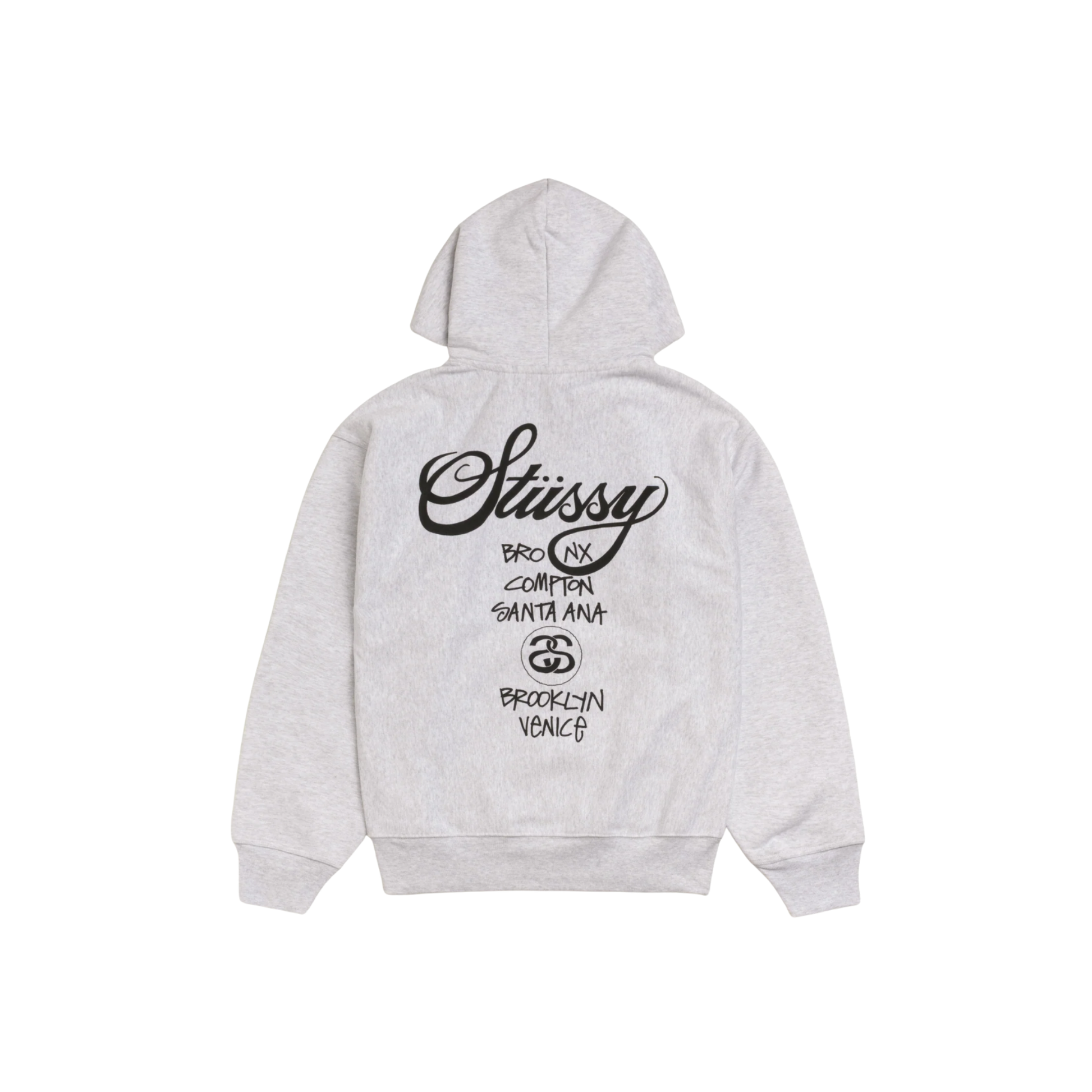 Stüssy World Tour Hoodie Ash Heather Back