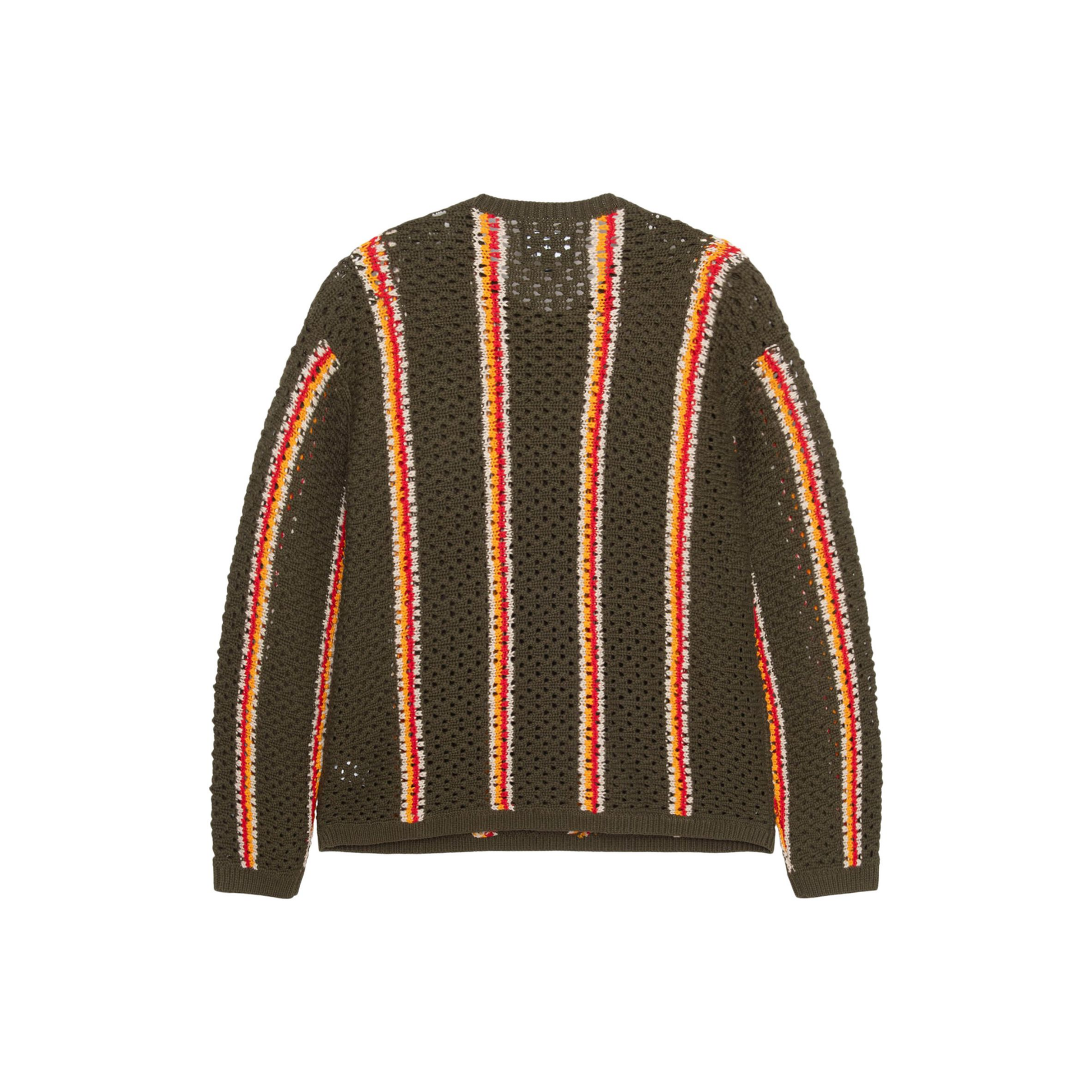 Stüssy x Patta Striped Loose Gauge Sweater Olive Back