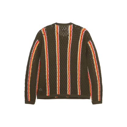 Stüssy x Patta Striped Loose Gauge Sweater Olive Back