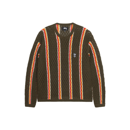 Stüssy x Patta Striped Loose Gauge Sweater Olive Front