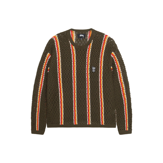 Stüssy x Patta Striped Loose Gauge Sweater Olive Front