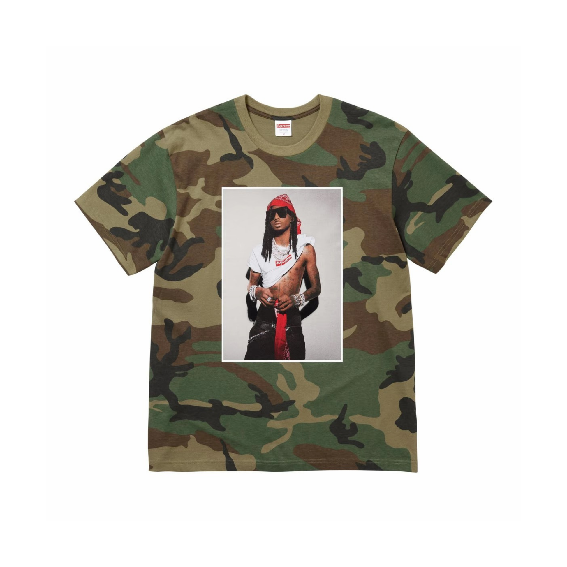 Supreme Playboi Carti Tee Woodland Camo Front