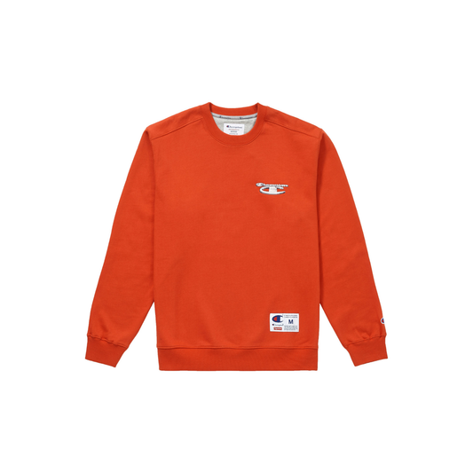 Supreme X Champion 3D Metallic Crewneck Orange Front