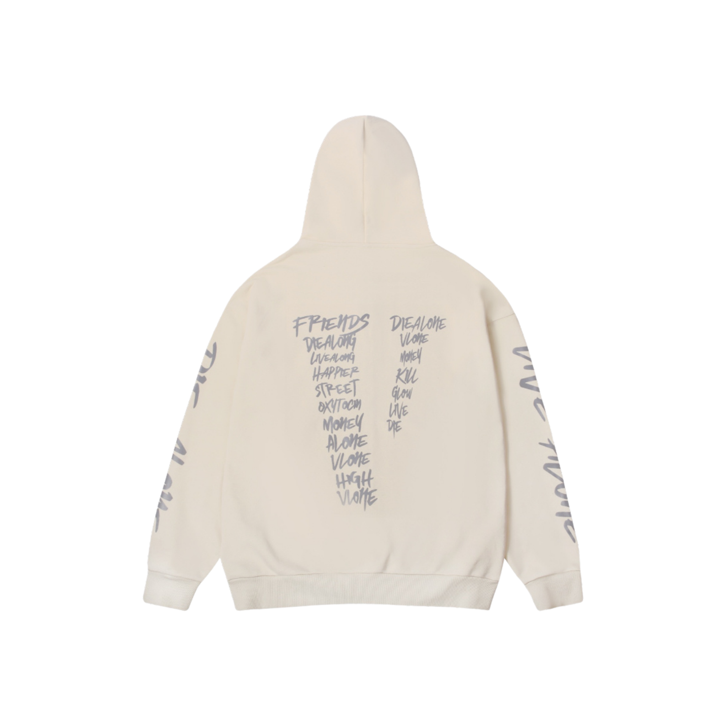VLONE 3M Graffiti Lettering Zip Up Hoodie Beige Back