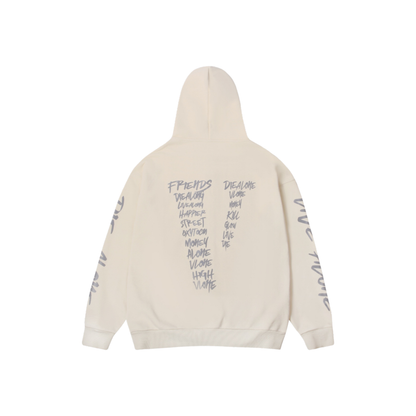 VLONE 3M Graffiti Lettering Zip Up Hoodie Beige Back
