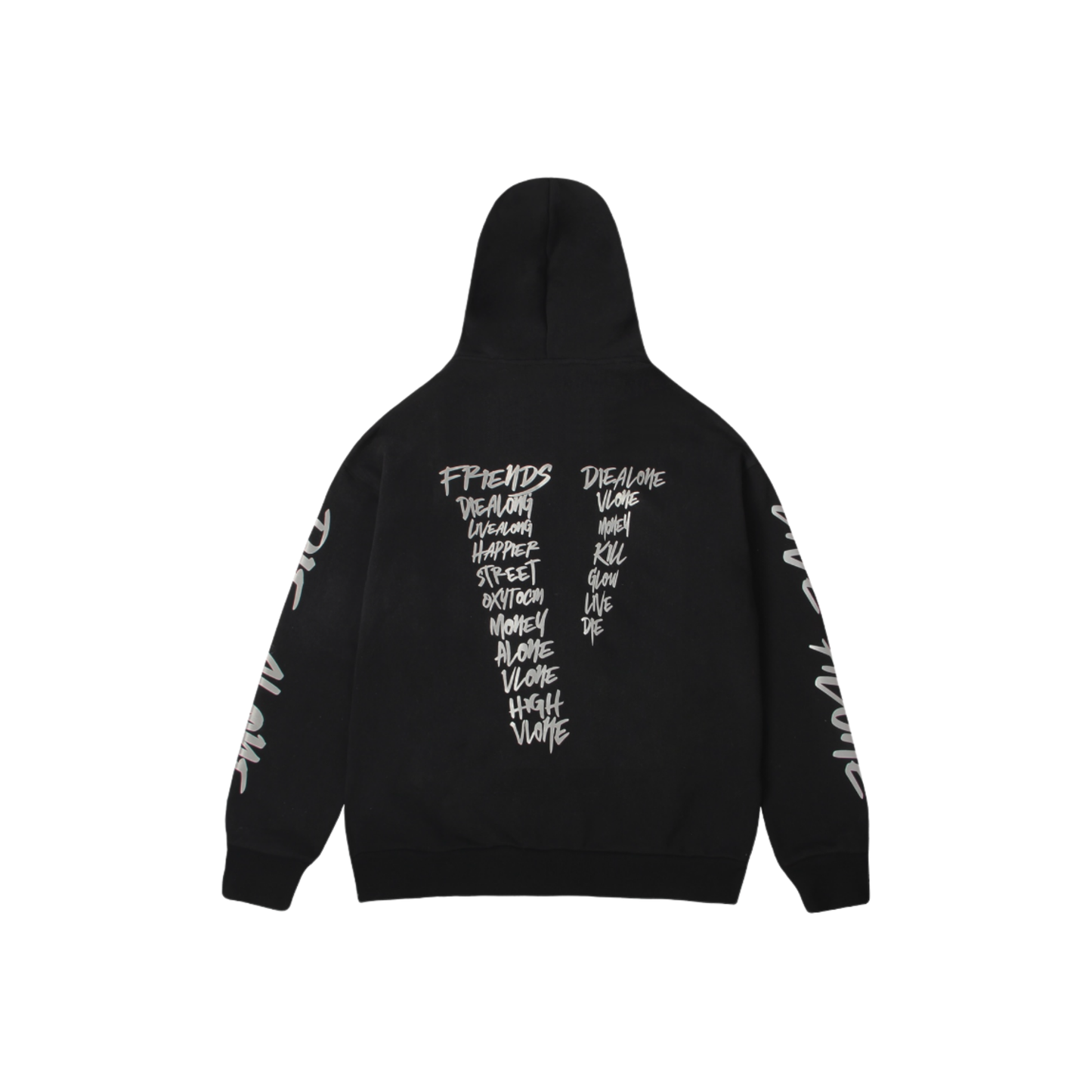VLONE 3M Graffiti Lettering Zip Up Hoodie Black Back