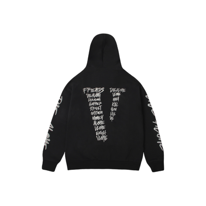 VLONE 3M Graffiti Lettering Zip Up Hoodie Black Back