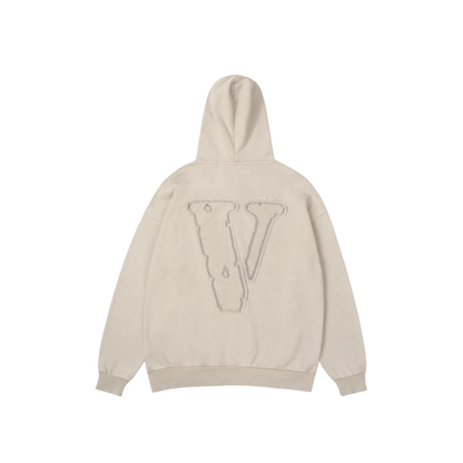 VLONE Embroidered Washed Zip Up Hoodie Beige Back