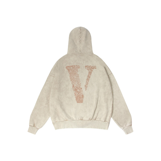 VLONE Fingerprint Washed Hoodie Beige Back